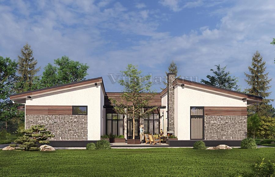 Одноэтажный дом с внутренним двориком